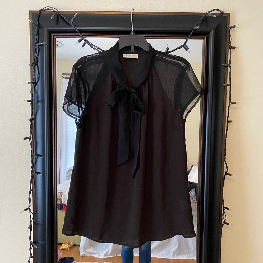 Modcloth Black Sheer Blouse